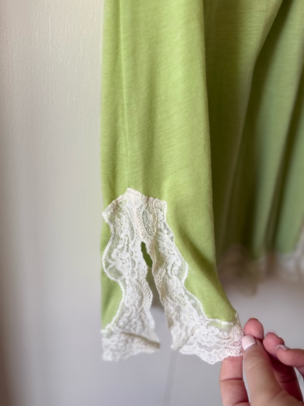 Vintage Eberjey Lace Modal Peignoir Set Pistachio Chemise & Robe Set Lady Godiva - Picture 8 of 15